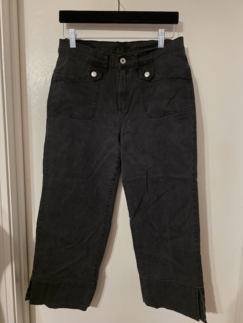 Jag Jeans Black Cropped Straight-Leg Utility Pants